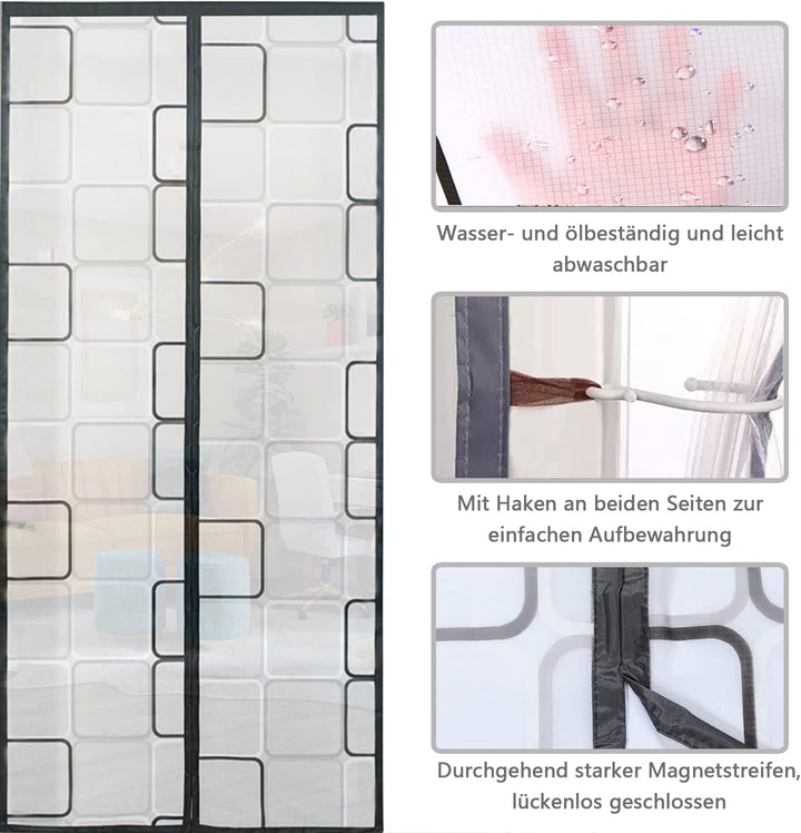 Isolier Schutz Vorhang 100x220cm, Magnet Wärmeschutzvorhang für Türen, Kälteschutz und Wärmeschutz i