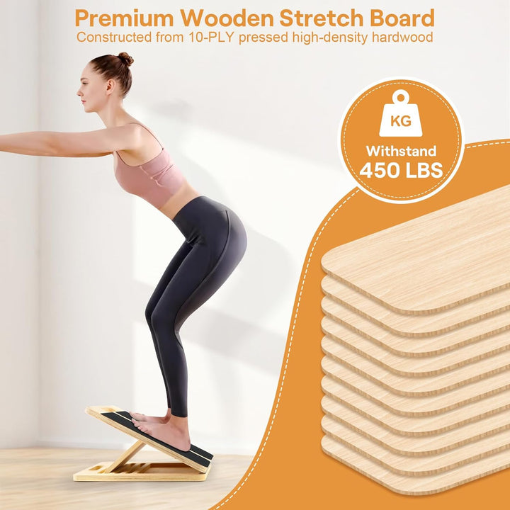 Balance Board aus Holz, Wadendehner aus Holz Einstellbarem, Rutschfestes Schrägbrett, Professionelle