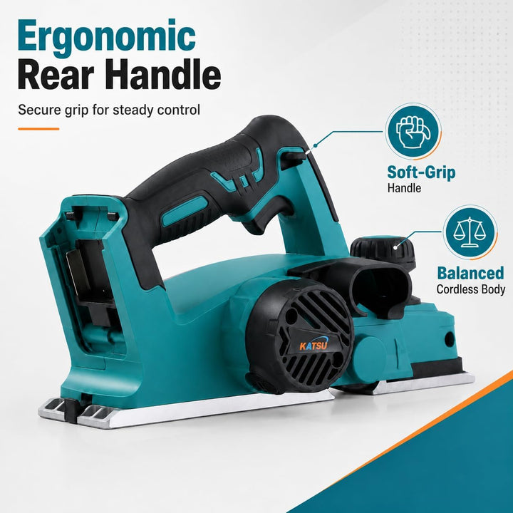 KATSU FIT-BAT 21V Akku Hobel, Elektrischer Handhobel mit 82mm Hobelbreite, bis 2mm Spantiefe, 15000R