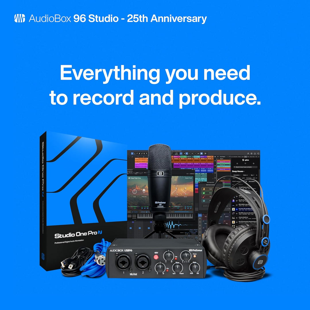 PreSonus AudioBox 96 Studio - 25-jährige Jubiläumsausgabe Interface, Mikrofon, Kopfhörer mit Softwar