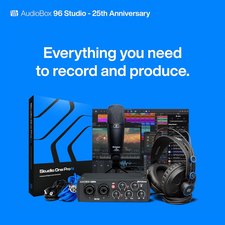 PreSonus AudioBox 96 Studio - 25-jährige Jubiläumsausgabe Interface, Mikrofon, Kopfhörer mit Softwar