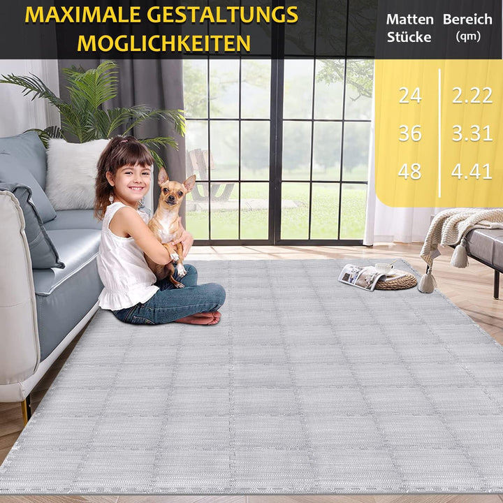 Bodenschutzmatte Fitness Set [31x31cm], 24/36/48 Puzzlematte, EVA Sportmatte Fitnessmatte Rutschfest