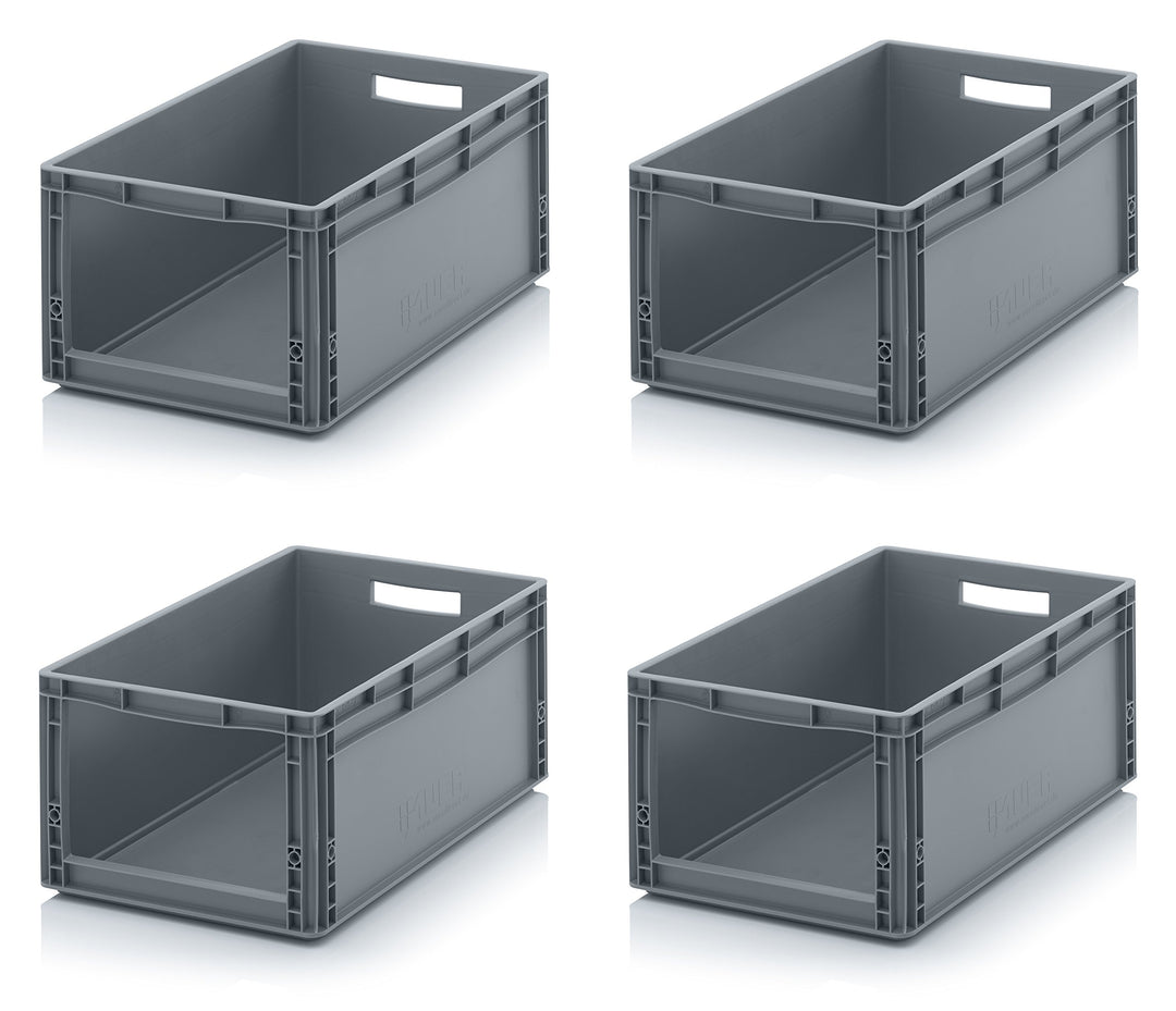 Auer Packaging 4x Euro Sichtlagerkasten 60 x 40 x 27 cm inkl. gratis Zollstock * Eurobehälter mit Fe