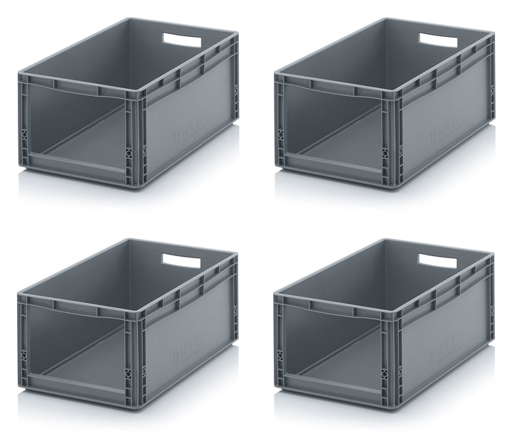 Auer Packaging 4x Euro Sichtlagerkasten 60 x 40 x 27 cm inkl. gratis Zollstock * Eurobehälter mit Fe