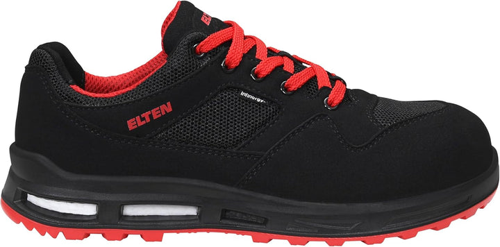 Sicherheitsschuhe ELTEN LAKERS XXT Low ESD S1P, Damen, Herren, sportlich, leicht, schwarz/rot 37 EU