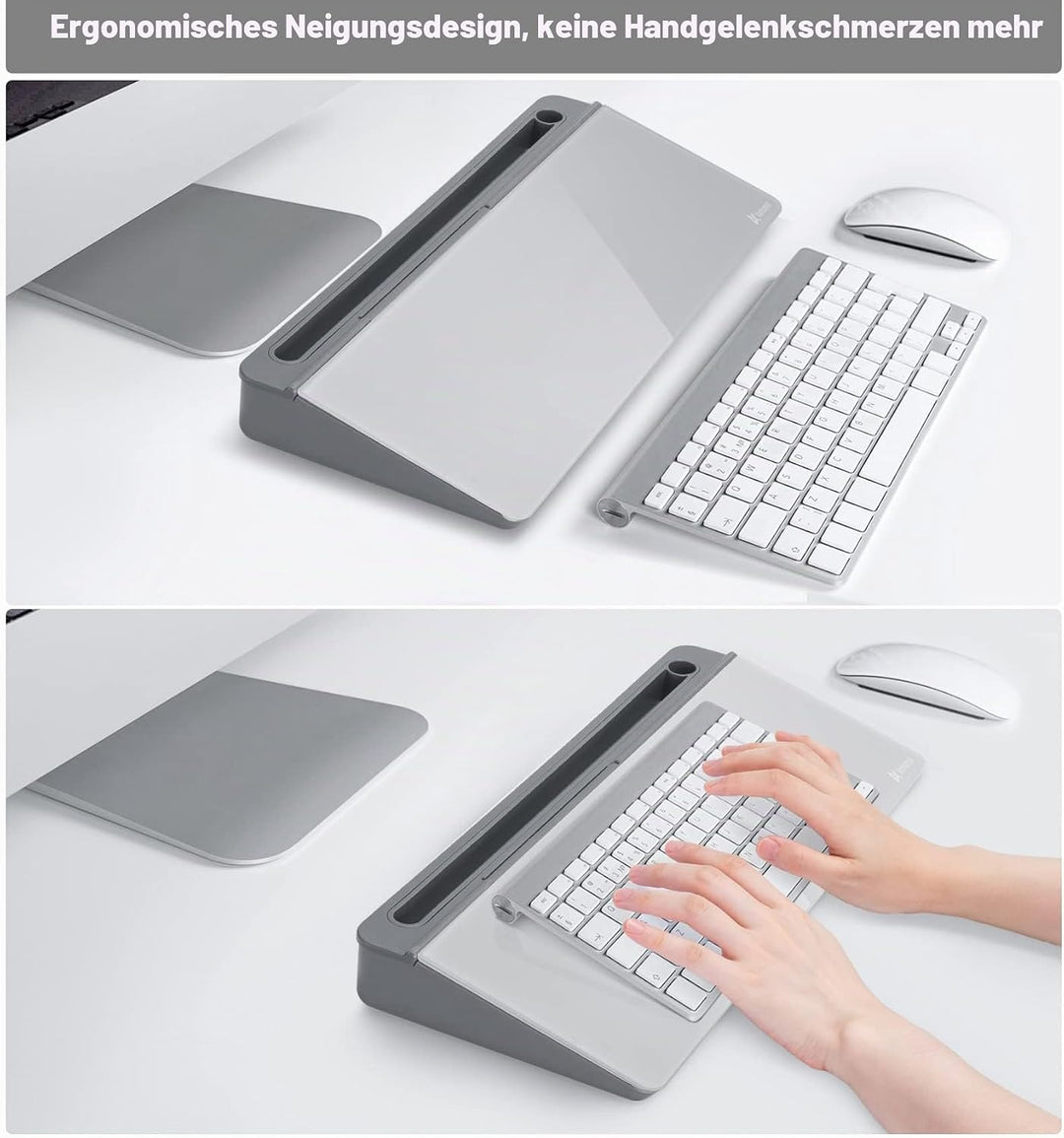Varhomax Schreibtisch Organizer, Desktop Whiteboard Glas Grau Board Mit Aufbewahrung Abwischbar, To