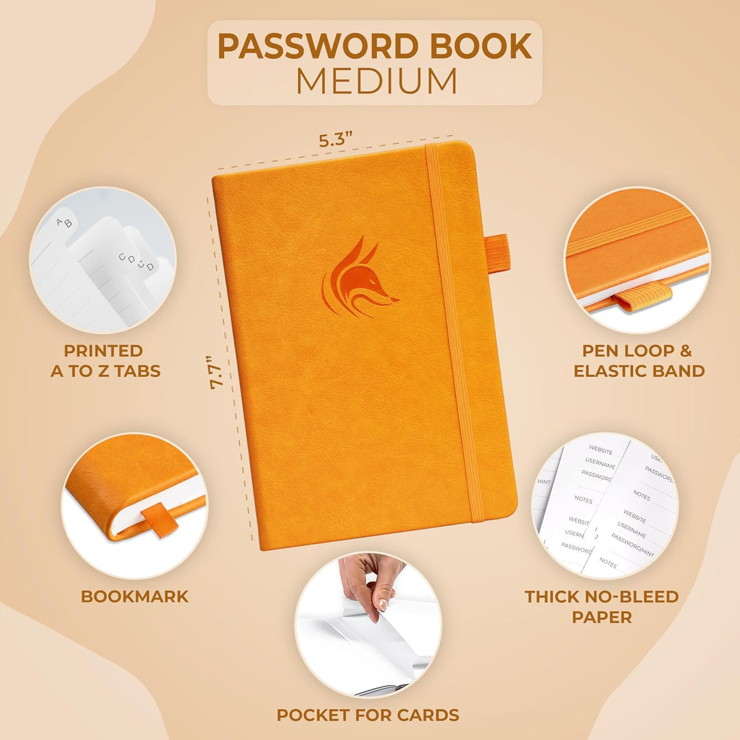 Clever Fox Passwortbuch mit Registerkarten - Adress- und Passwort-Organisationsbuch mit alphabetisch