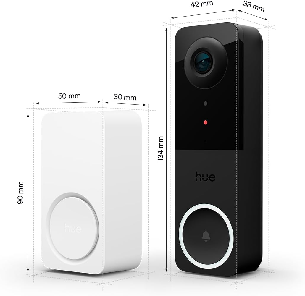 Philips Hue Secure kabelgebundene Video-Türklingel, 2K-Auflösung mit Weitwinkelansicht, Bewegungserk