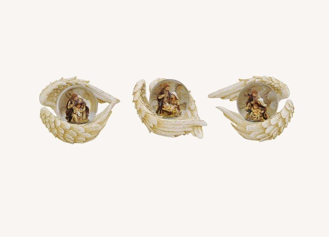 3 STK Schneekugeln Weihnachtskrippe 3er Set Schüttelkugel Weihnachtsmann Schneekugel Adam Eva Jesus
