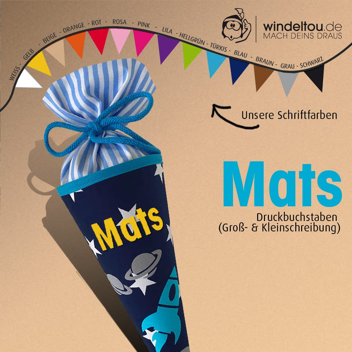 kleine Schultüte, Zuckertüte WELTALL mit oder ohne Name, 35 cm, 35 cm
