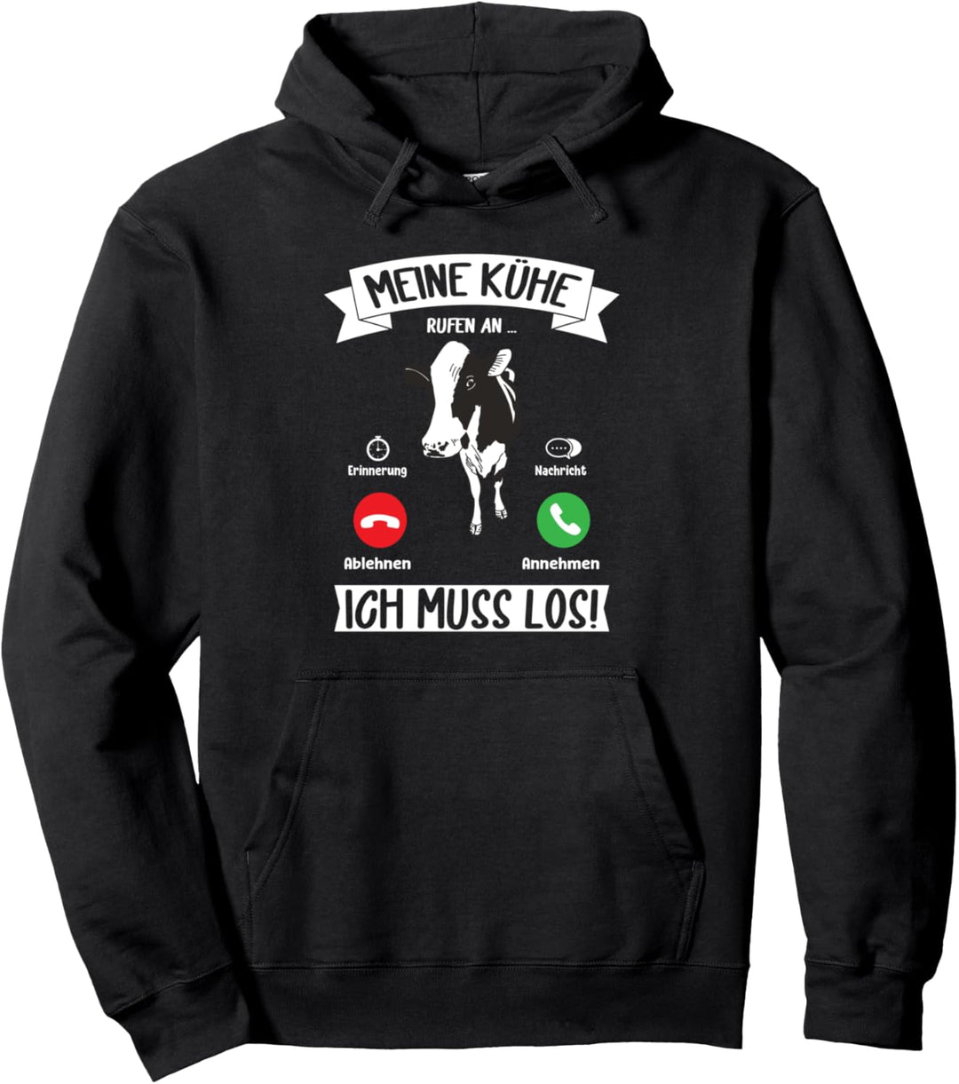Meine Kühe rufen an Spruch Landwirtschaft Trecker Biobauer Pullover Hoodie