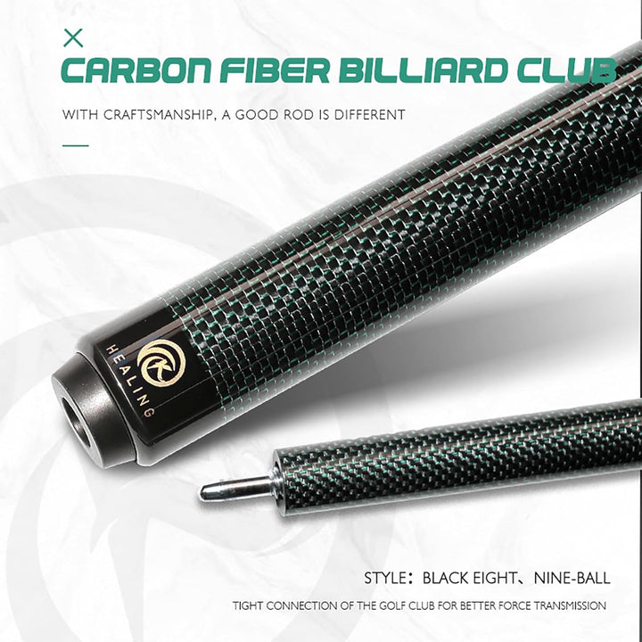 Billardqueue aus Kohlefaser, 58 Zoll, 1/2-Zoll-Struktur, 3-Zahn-Anschluss, 12,4 mm Spitze, 540-567 g