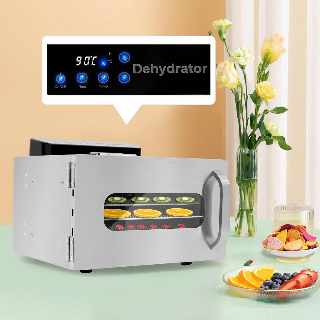 Dörrautomat Edelstahl Lebensmittel 6 Etagen Dörrgerät LCD Timer Obsttrockner, Fleisch Küche Gemüse D
