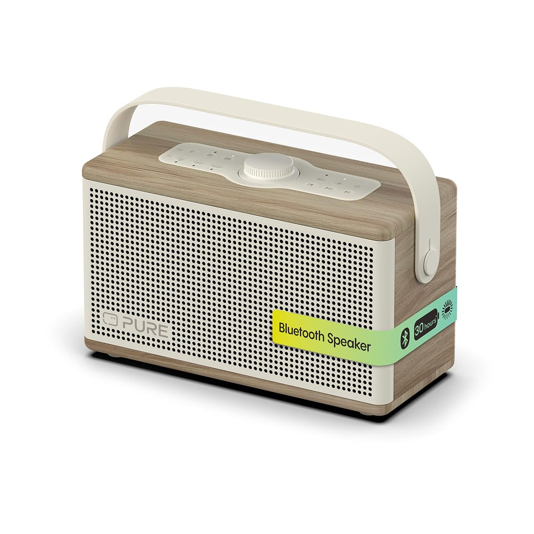 Pure Classic Aura Bluetooth-Lautsprecher 40 Watt, 30h Akku, Licht, USB-C, AUX, IPX2, 2-Wege-Stereo,