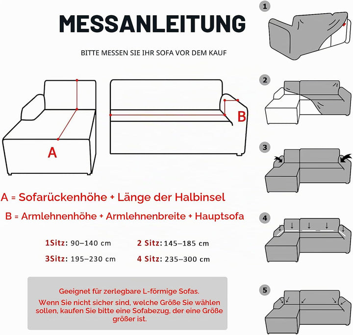 Lydevo Sofabezug Ecksofa L Form Sofa Überwürfe Stretch Sofabezug L Form Rechts oder Links mit Zwei K