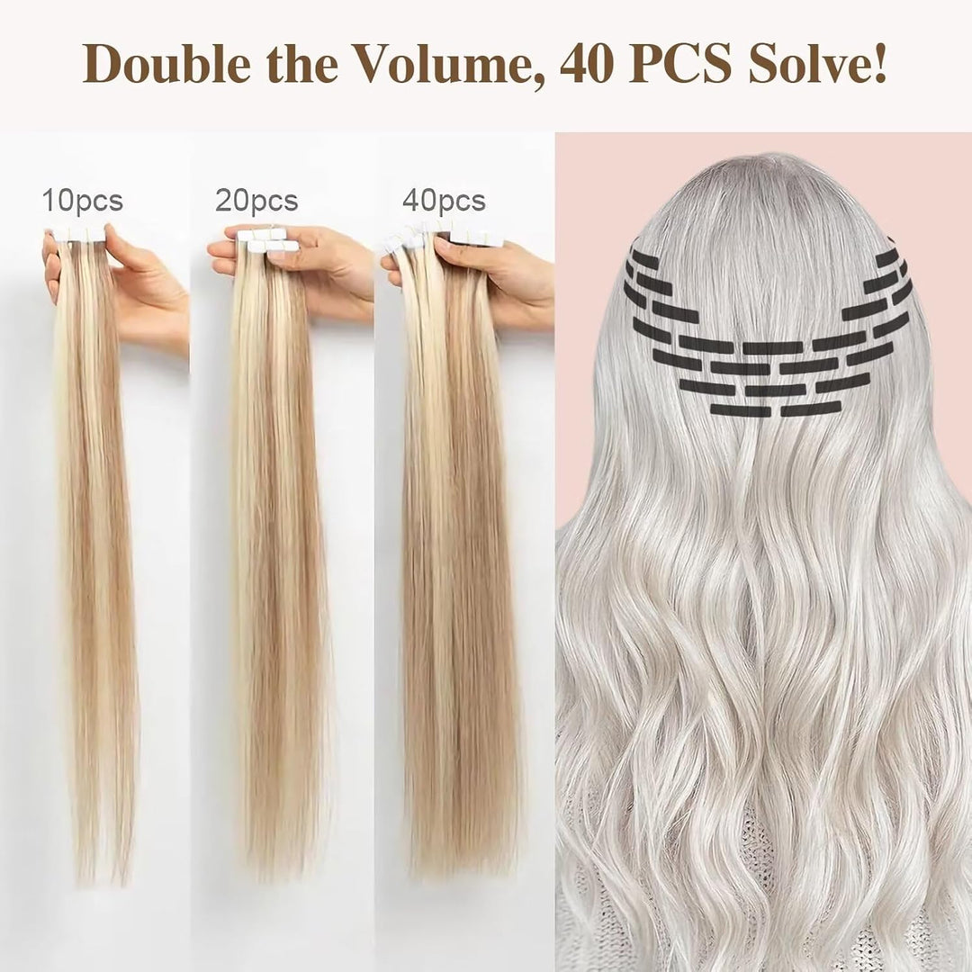 TESS Tape in Extensions Echthaar Platin blonde 40 Stück 100g Echthaar Tapes in Extensions Glatt Haar