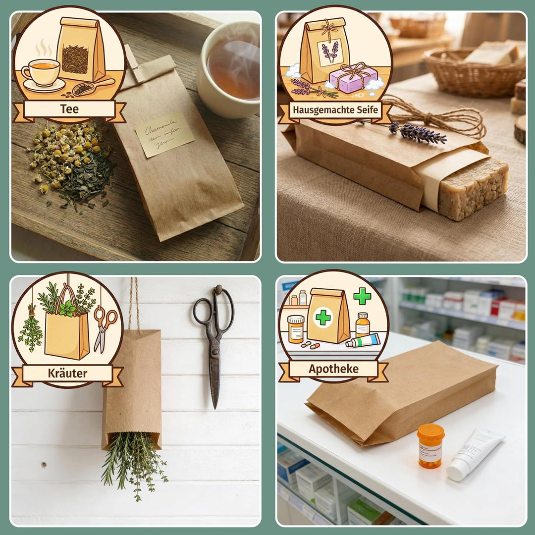 Papiertüten 1000 Stück - Brottüten Papier - Bäckertüten - Brötchentüten Kraftpapier - Frühstücksbeut