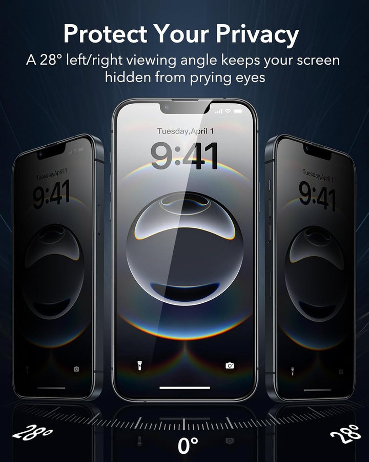 ESR für iPhone 14/13/13 Pro für Panzerglas, 9H+ Display Sichtschutzfolie aus gehärtetem Glas 3 Stück