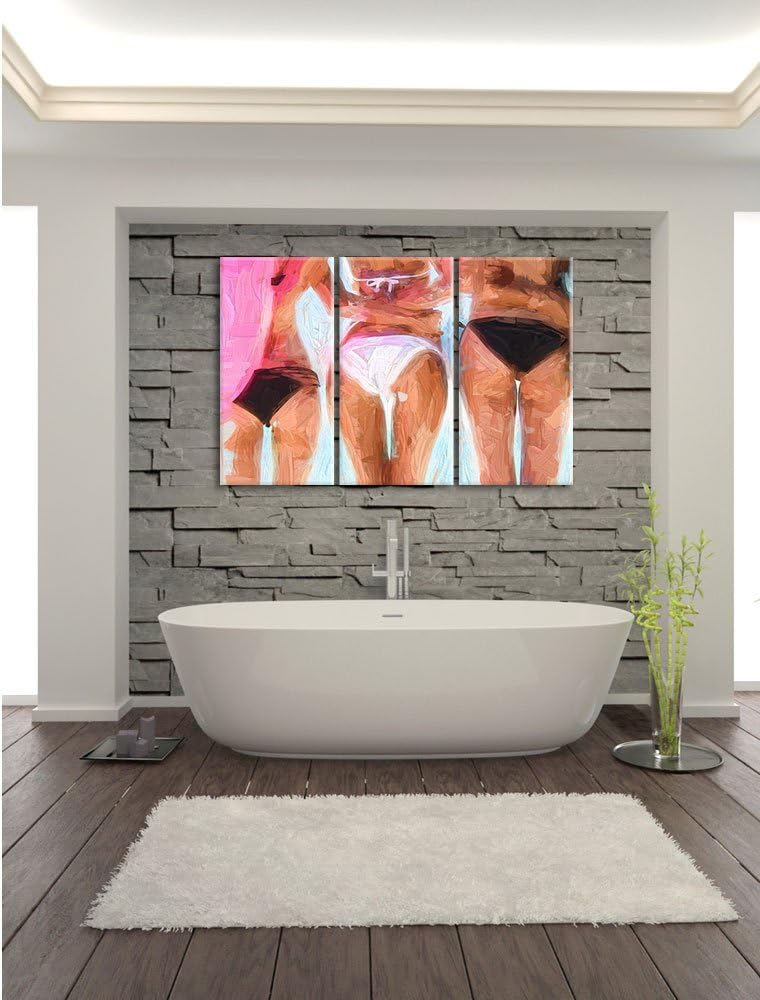 Pixxprint Sexy Girls im Bikini als Leinwandbild/Grösse: 3 Teilig (120x80) cm/Wandbild/Kunstdruck/fer