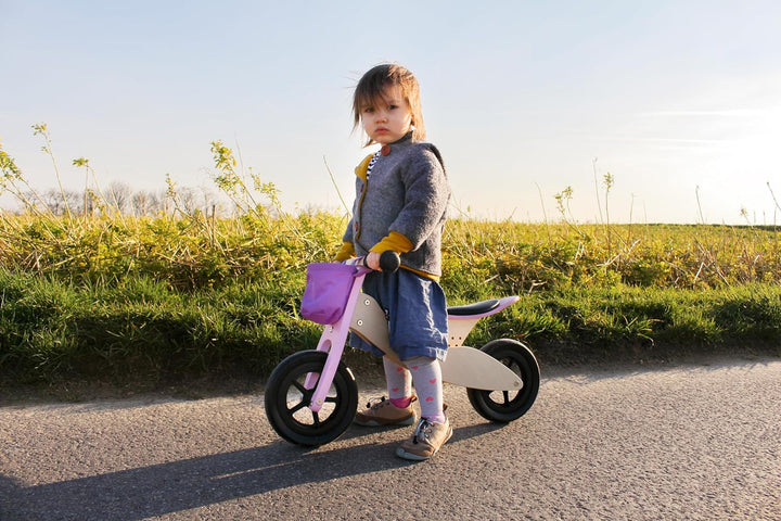 small foot Laufrad-Trike Maxi 2 in 1 Rosa aus Holz, Drei- und Laufrad, verstellbarer Sitz und gummie