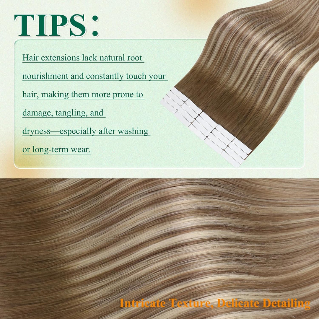 Easyouth Tape in Extensions Echthaar Braun Tape in Haarverlangerung Remy Tape Extension Echthaar Bal