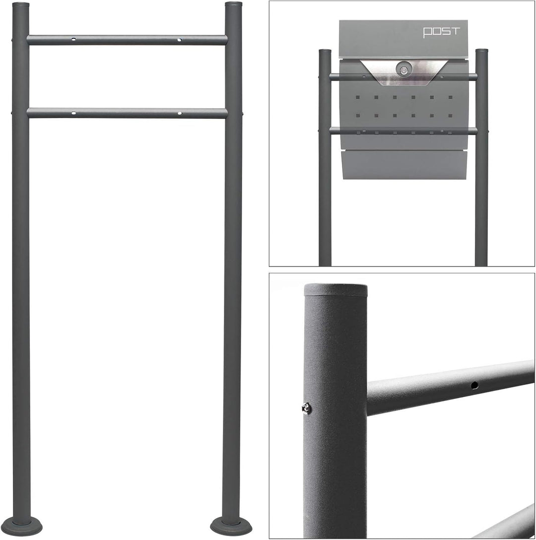 Wiltec Briefkasten Ständer Anthrazit 1200 x 500 mm, Standfuss für Postkasten Briefkästen Mailbox, Br