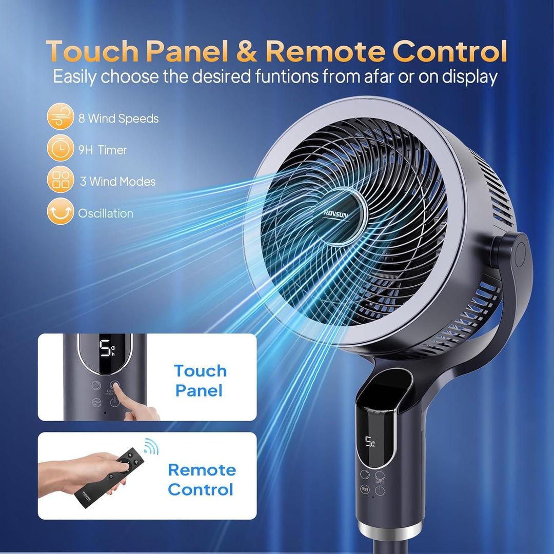 Bonnlo 3 in 1 Standventilator mit Fernbedienung & 9H-Timer, Ventilator Leise mit 8 Windstufen, 3 Mod