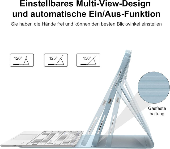 IVEOPPE Hülle mit Tastatur für iPad A16 11 Generation 2025/10 Generation 2022, Bluetooth Magnetische