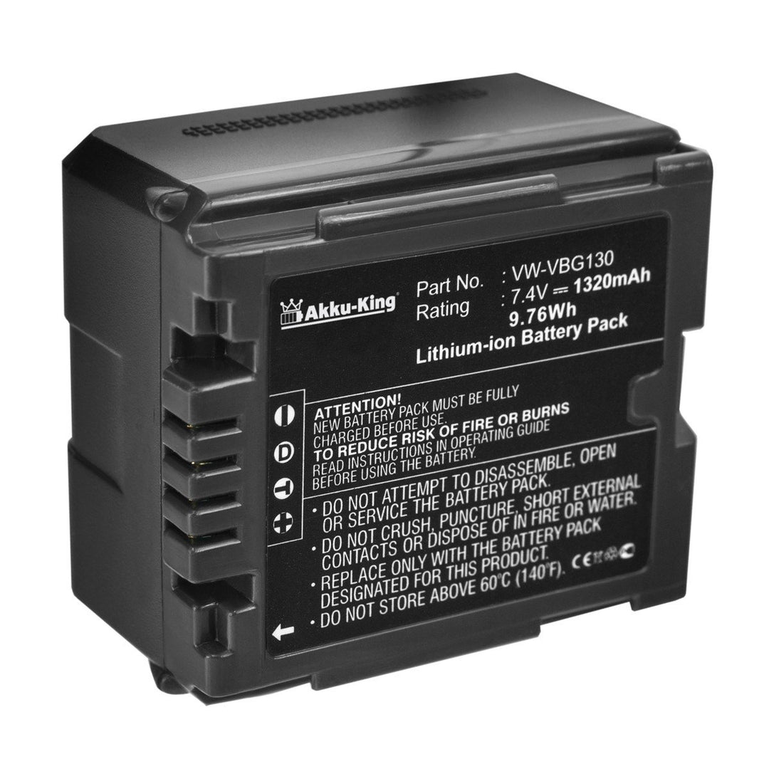 Akku-King Akku kompatibel mit Panasonic VW-VBG130, VW-VBG130-K, VW-VBG130E1K Li-Ion - 1320mAh, VW-VB