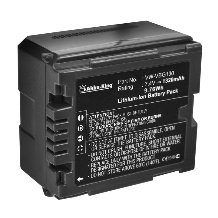 Akku-King Akku kompatibel mit Panasonic VW-VBG130, VW-VBG130-K, VW-VBG130E1K Li-Ion - 1320mAh, VW-VB