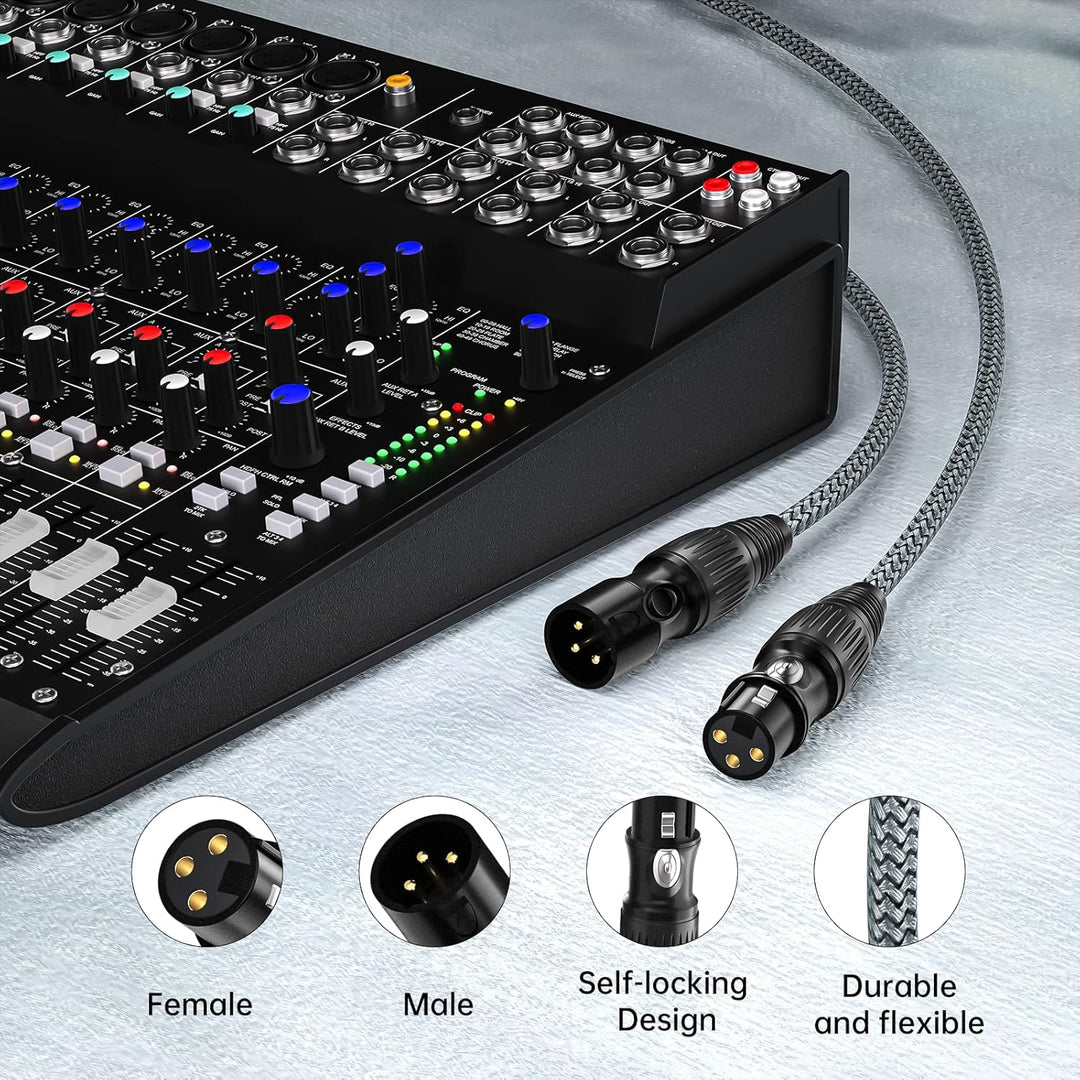 XLR Kabel 6Pack 5m, Mikrofonkabel Nylon geflochtene XLR Stecker auf Weiblich Balancierte 3-PIN Mikro