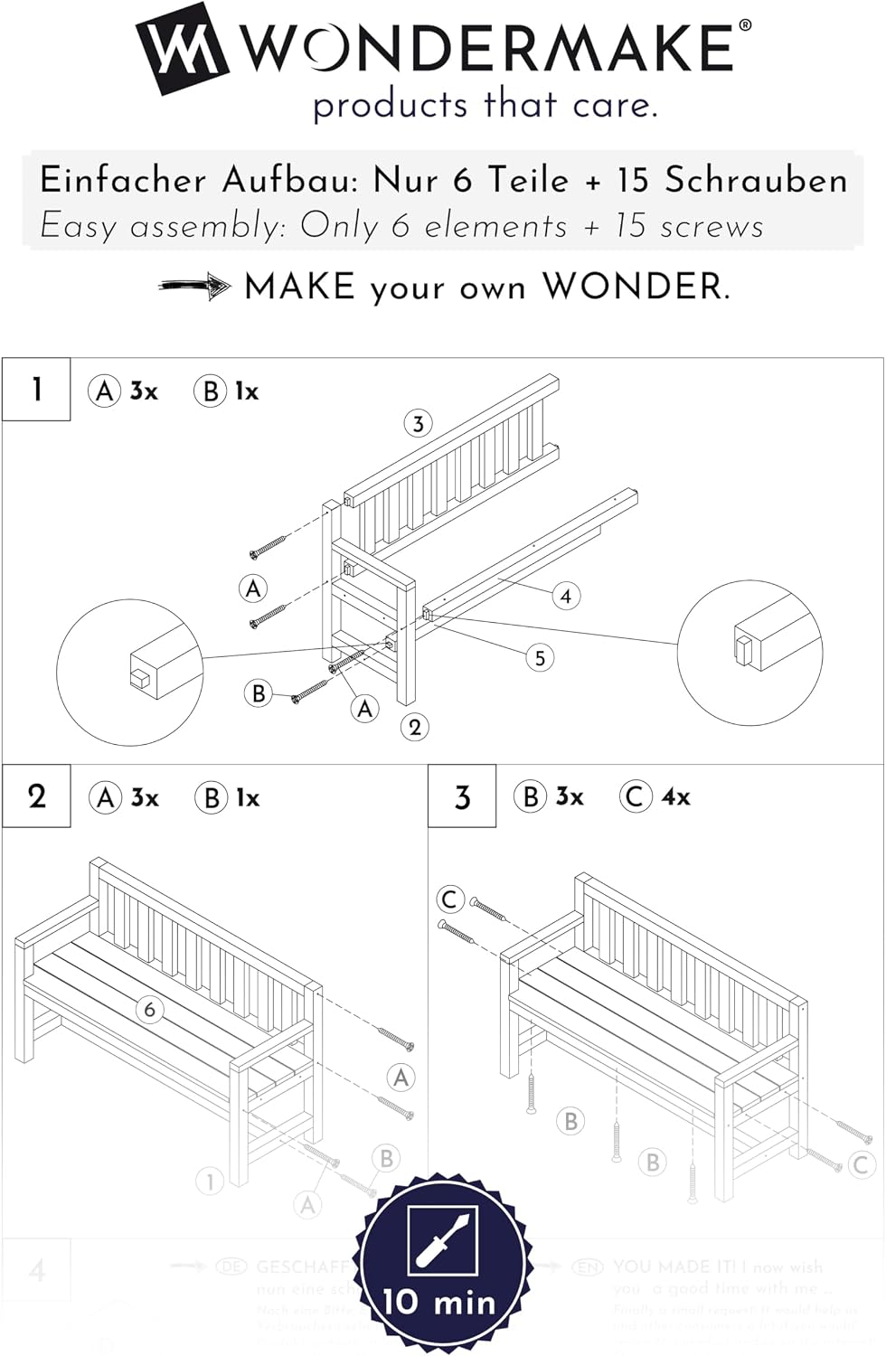 Design Kinder-Gartenbank aus Holz wetterfest mit Textil-Abdeckung und Lehne, 2-Sitzer Kinderbank Hol