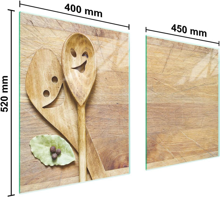 TMK ArtDeko Herdabdeckplatte 2 Teilig 40x52 + 45x52 cm - Spritzschutz Herdabdeckung – Herdschutz aus