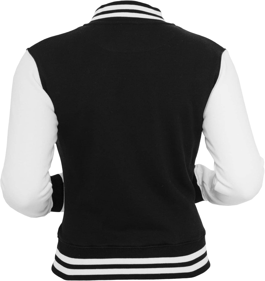 Urban Classics Damen Ladies College Sweat Jacket XS Blk/Wht, XS Blk/Wht