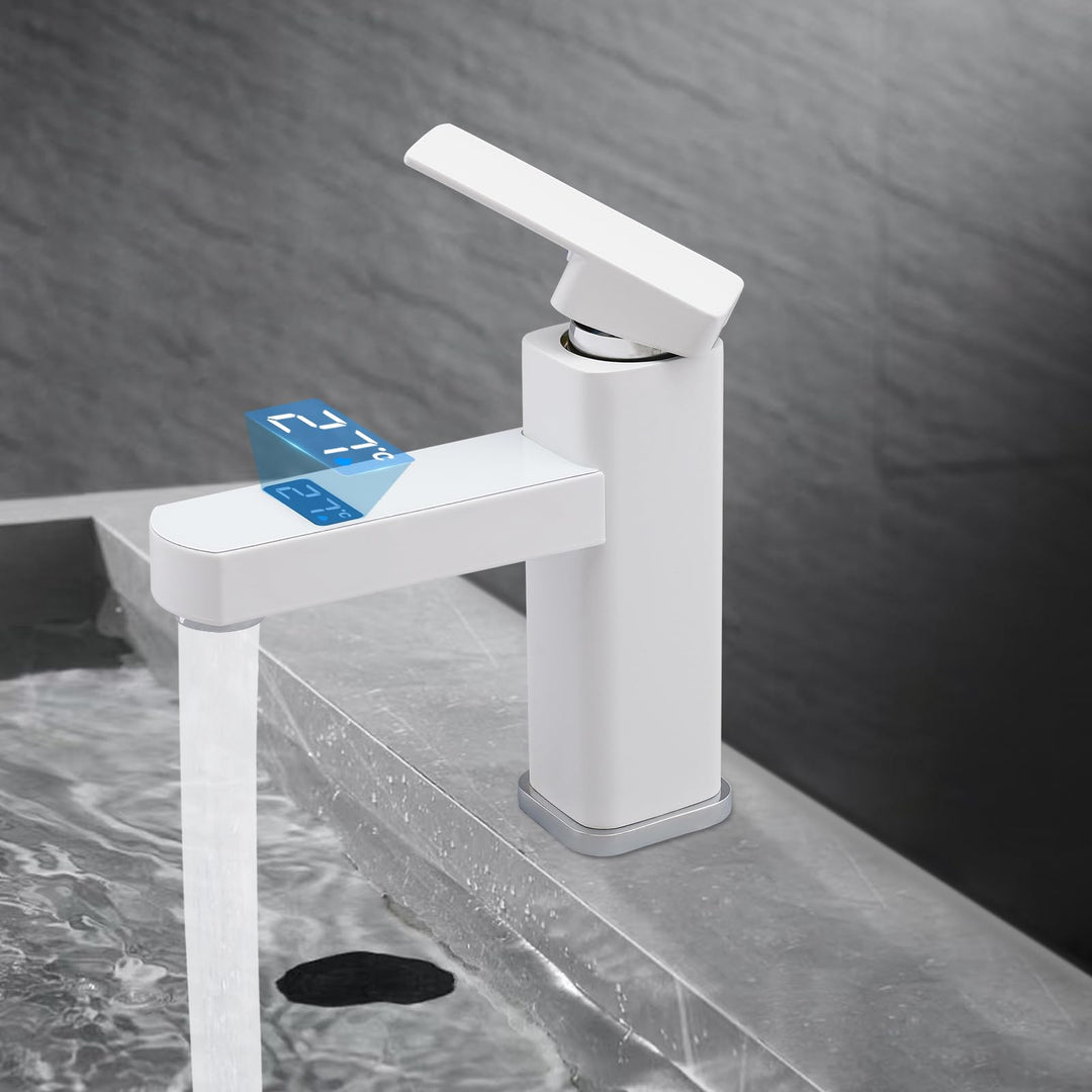 Waschbecken Armaturen, Waschbeckenarmatur G1/2 mit 2 Schläuche, Mischbatterie Waschbecken mit Digita