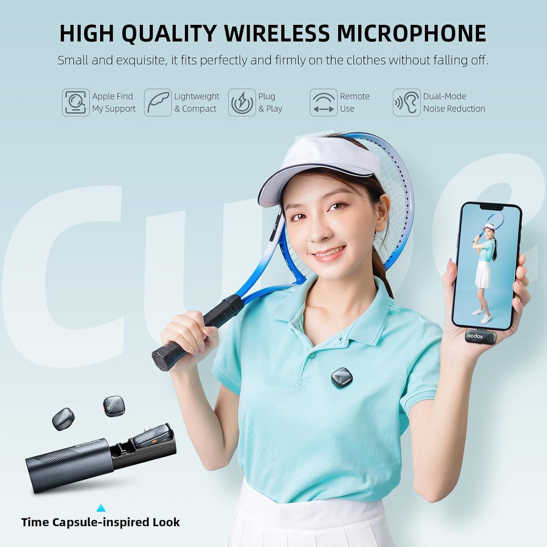 GODOX Cube-SC Kit2 2.4G Wireless Microphone Kompatibel mit Typ-C Android Phones iPhone 15, Rauschunt