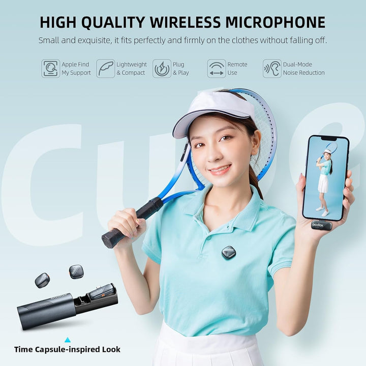 GODOX Cube-SC Kit2 2.4G Wireless Microphone Kompatibel mit Typ-C Android Phones iPhone 15, Rauschunt