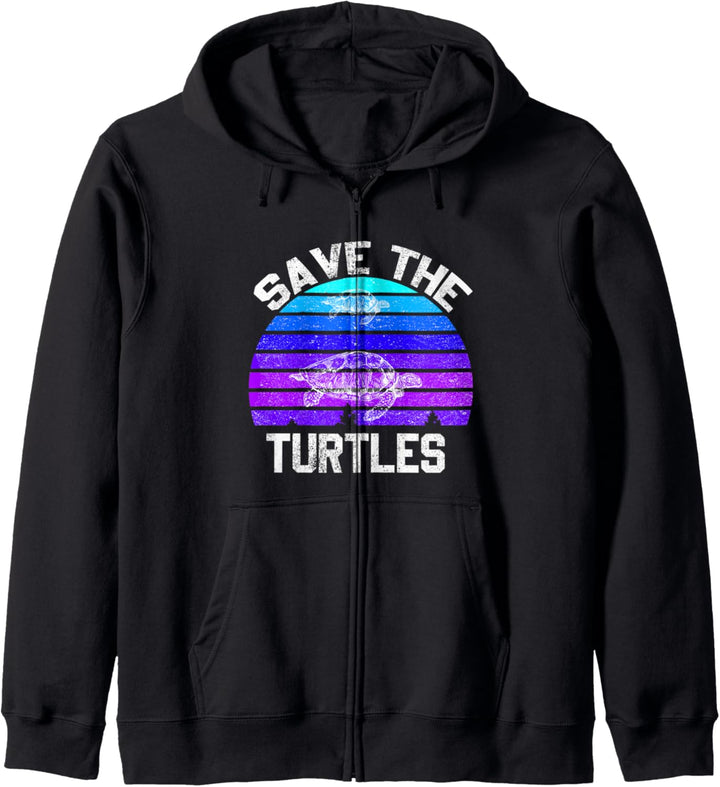 Save The Turtles Vintage Ocean day Sea Turtles Kapuzenjacke