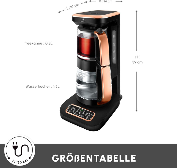 Karaca Teekocher Robotea Pro 4 in 1 sprechender Automatik-Teekocher Wasserkocher und Filterkaffeebrü