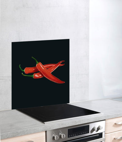 WENKO Glasrückwand Hot Peperoni 60 x 70 cm - Spritzschutz, Gehärtetes Glas, 60 x 70 cm, Mehrfarbig,