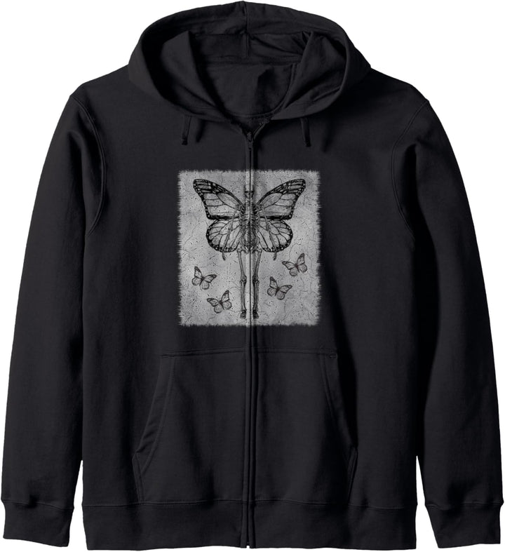 Skelett Fee Grunge Fairycore Ästhetik Goth Gothic Kapuzenjacke