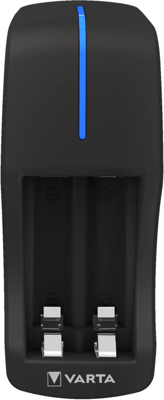 VARTA Akku Ladegerät, inkl. 2X AA 2100mAh, Batterieladegerät für wiederaufladbare Batterien, lädt 2