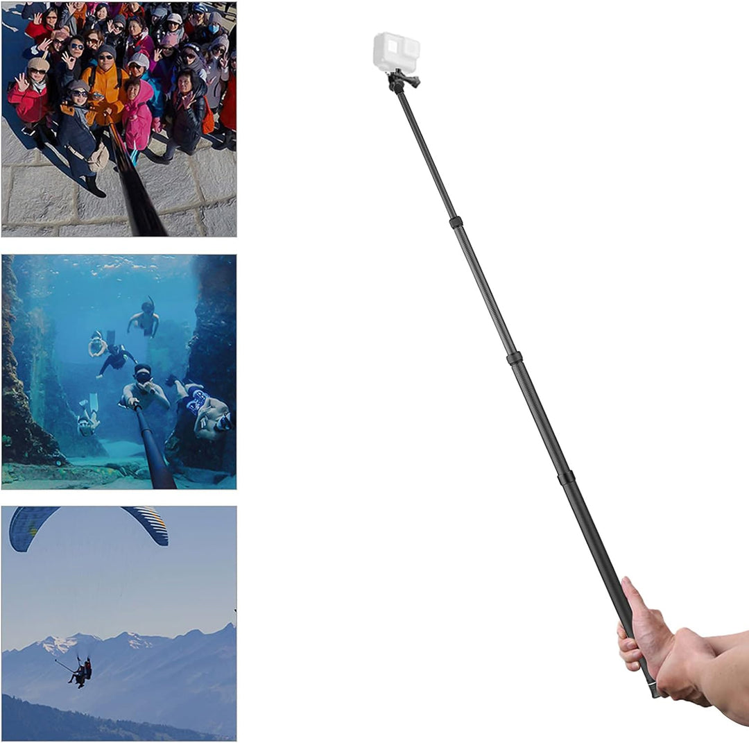 Camnoon 3 Meter / 9.8ft Kohlefaser Selfie Stick Einstellbare Verlängerungsstange mit 1/4 Zoll Schrau