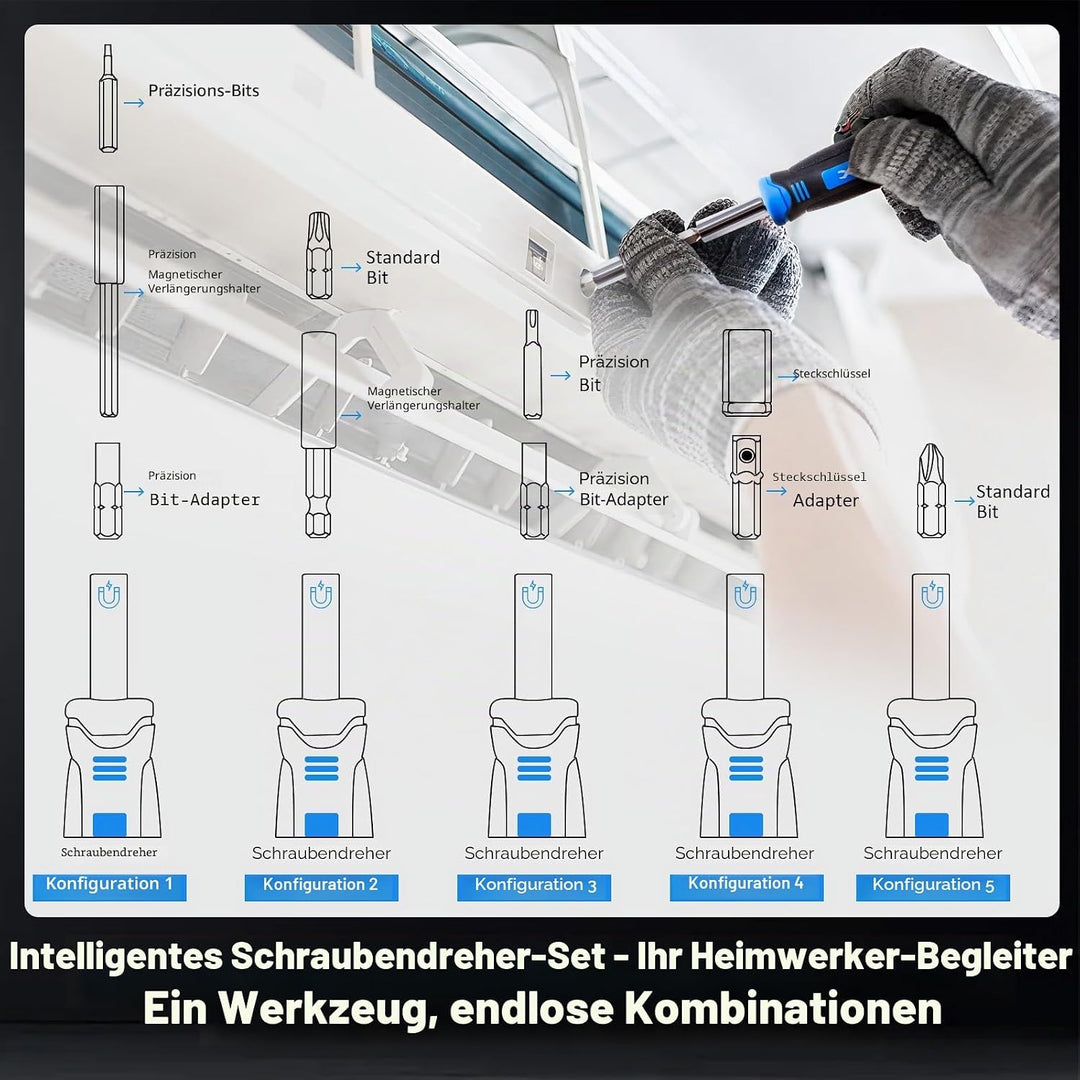 XOOL 78-in-1 Ratschen-Schraubendreher Set, Multifunktionales Präzisions-Werkzeugset mit 41 Bits, 6,3