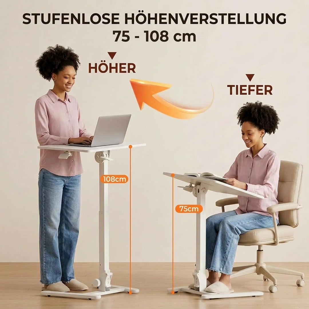 MUSSO AnyDesk D7 Mobiler Laptoptisch höhenverstellbar (75-108cm), Klappbarer Stehpult mit 0-90° neig