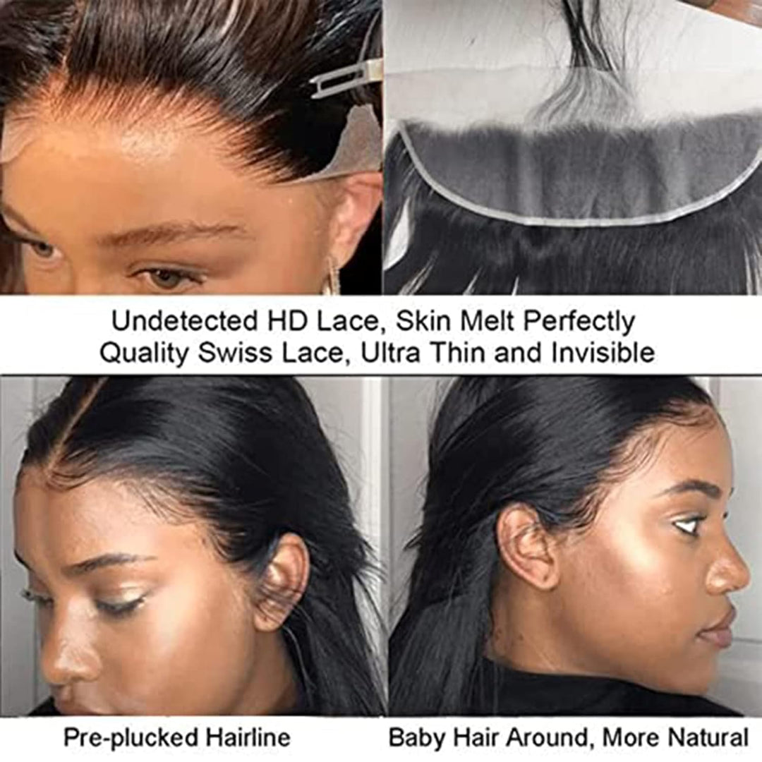 DUAUJUIU 13x4 Lace Frontal Closure Echthaar 100% Brasiliansche Haare Remy Hair Durchsichtig Schnürve