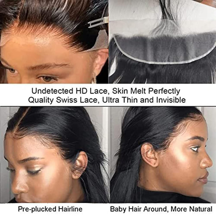 DUAUJUIU 13x4 Lace Frontal Closure Echthaar 100% Brasiliansche Haare Remy Hair Durchsichtig Schnürve