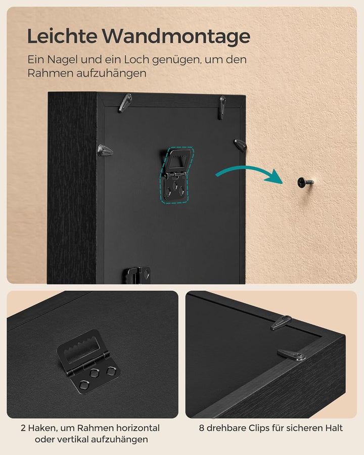 SONGMICS 3D Bilderrahmen zum Befüllen, Fotorahmen mit Schnur, Klammern, Stecknadeln, DIY, Schaumstof