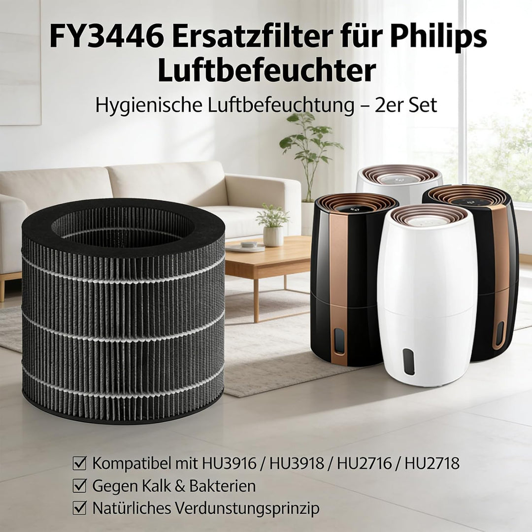 FY3446 Ersatzfilter für Philips Luftbefeuchter HU3916/10 HU3918/10 HU2716/10 HU2718/10 – 2 Stück FY3
