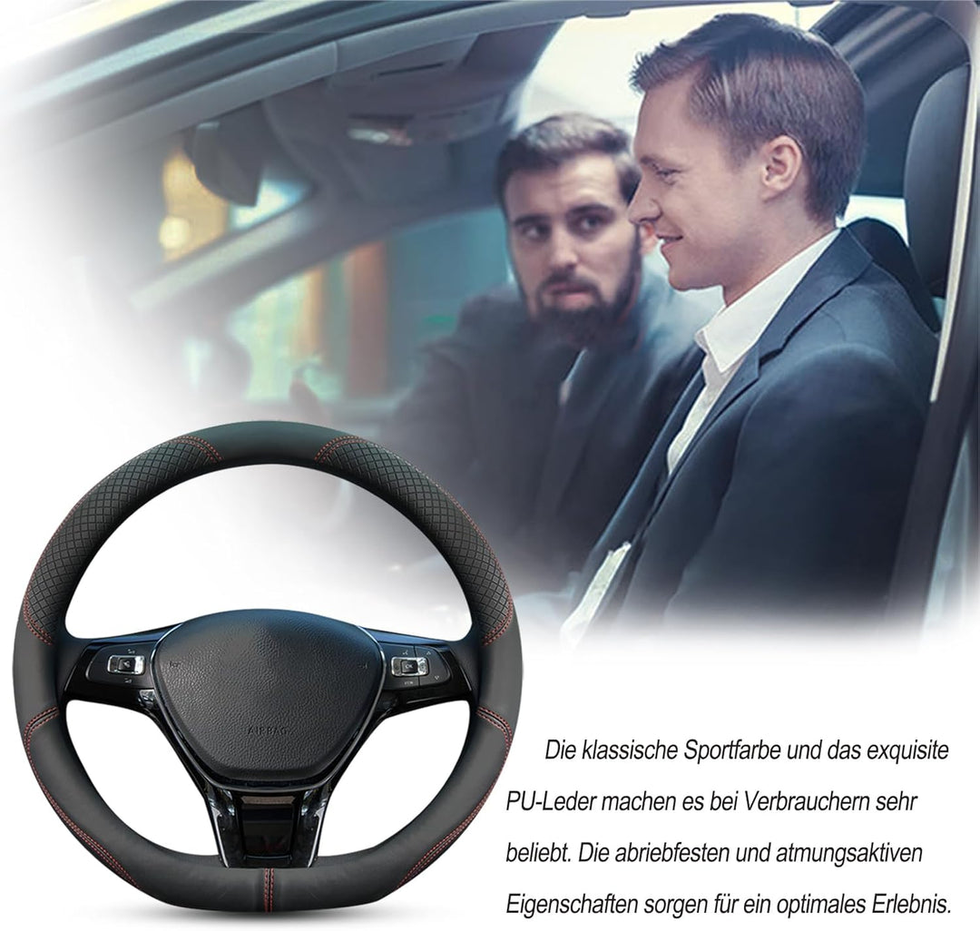Ergocar Sport D-Form Auto Lenkradbezug Rutschfester Auto Lenkradschutz D-Typ Atmungsaktiv Mikrofaser